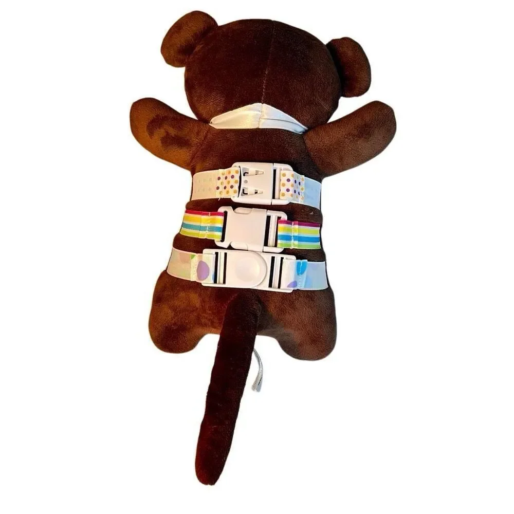 Buckley Boo Plush Brown Monkey Developmental Therapy Toy Rattle 3 Buckles 12''
